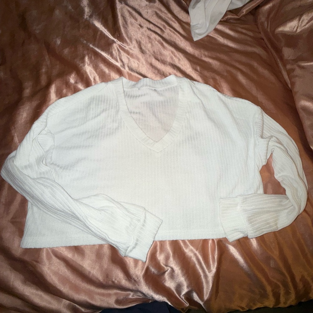 Elegant Cream V-Neck Women's Sweater